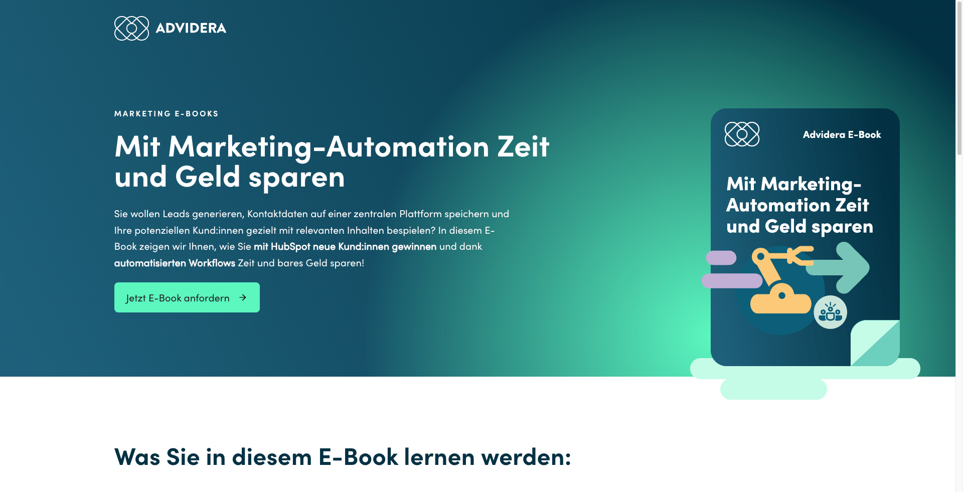 HubSpot Landing Pages: Case Study von Advidera 